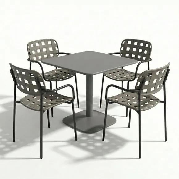 Modura Albin Square Table with 4 Karin Armchairs 2