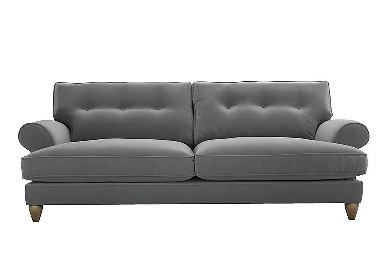 Bronwyn 4 Seater Fabric Classic Back Fibre Fill Sofa With Washed Oak Feet - Koala Cub