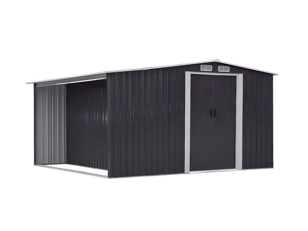 Vente-unique Galvanised Steel Garden Shed With Log Store - Grey - 10.29 M² - LERY in Dark Grey 5