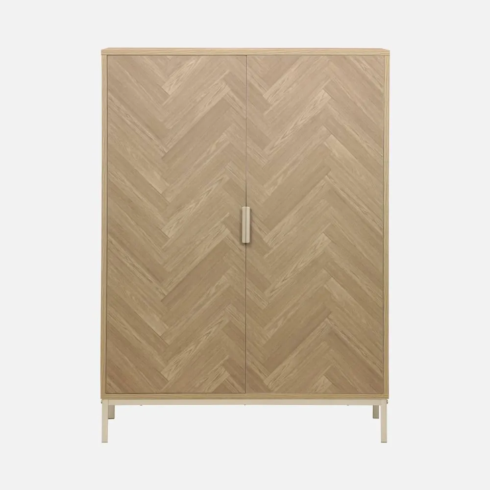 sweeek 110cm Herringbone Storage Cabinet With 2 Doors in Light Brown 6