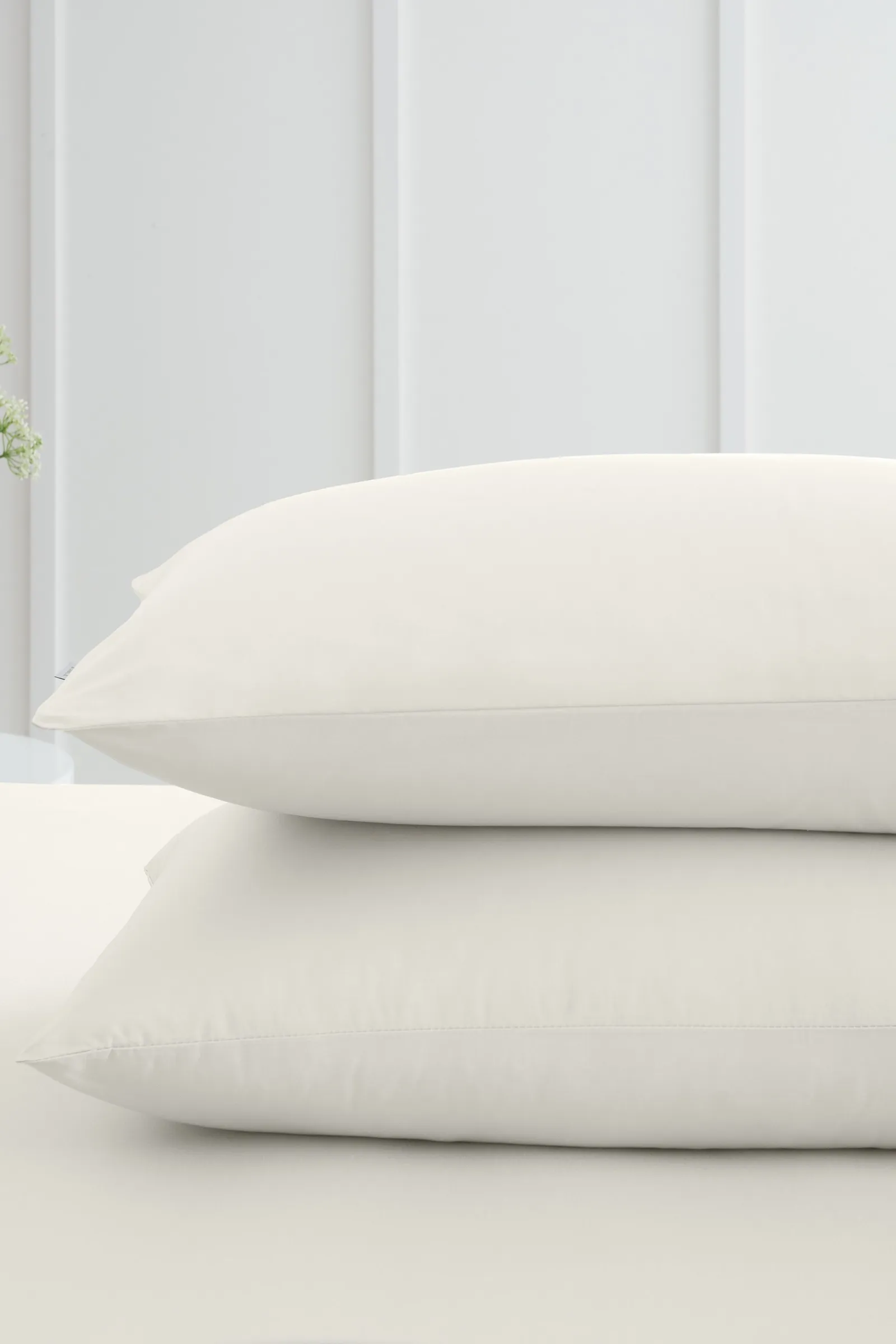 Bianca '200 Thread Count Cotton Percale' Standard Pillowcase Pair in Cream 2