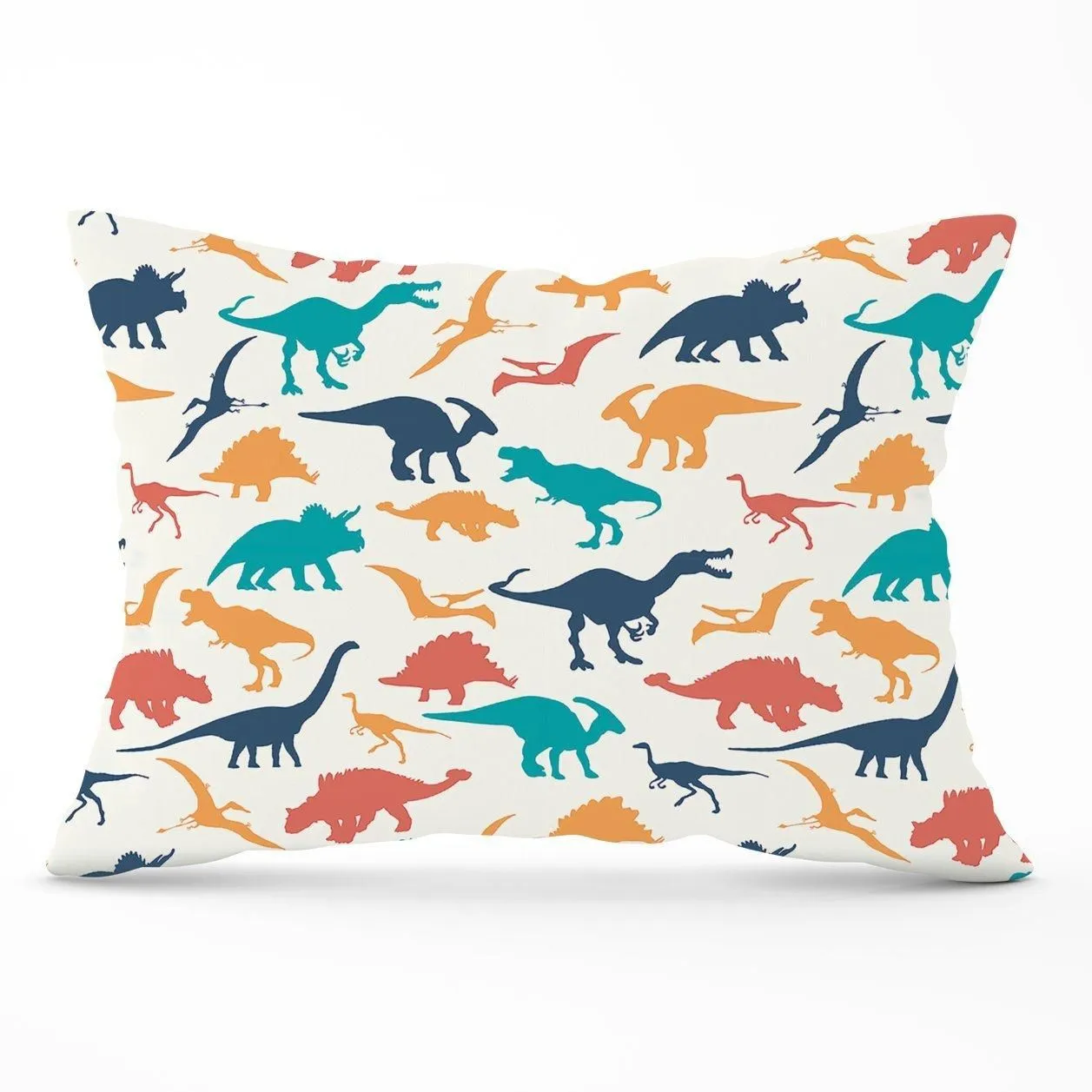 Warren Reed - Designer Multicoloured Dinosaurs Cushions in Blue
