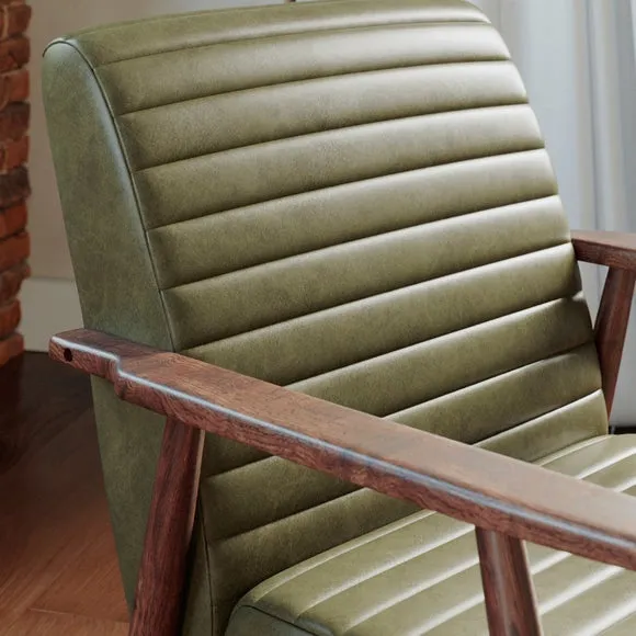 Quinn Faux Leather Wooden Arm Accent Chair 4