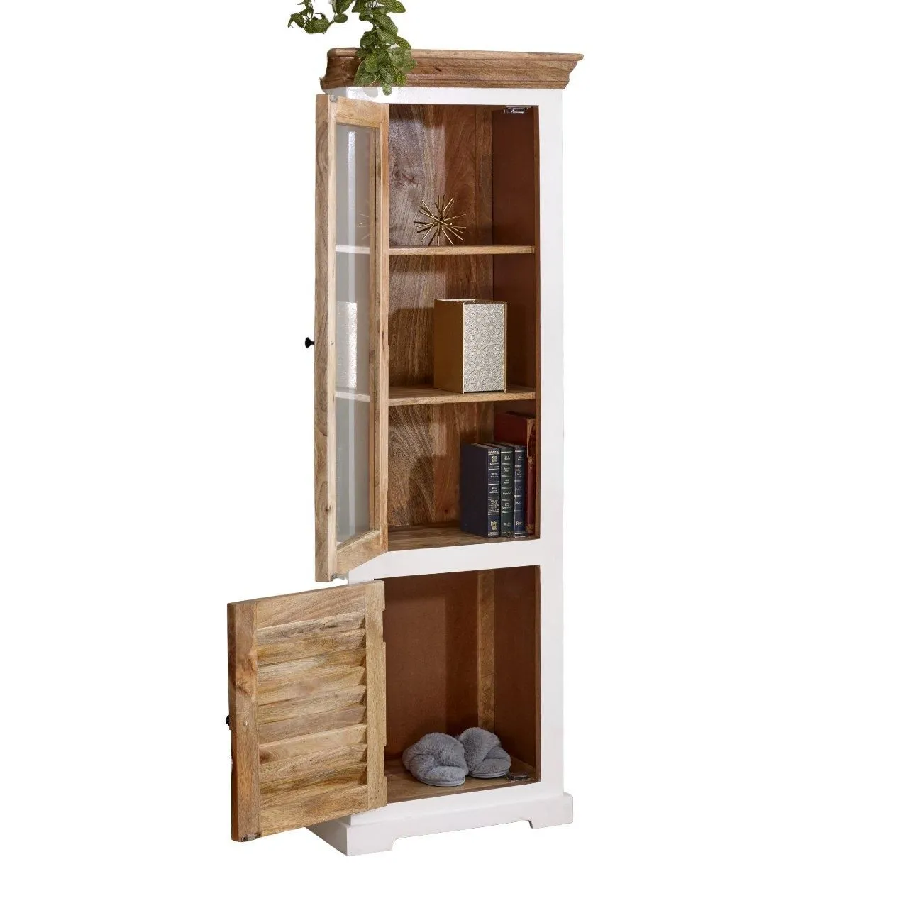 IH Design Curley Solid Mango Wood Bookcase White 5