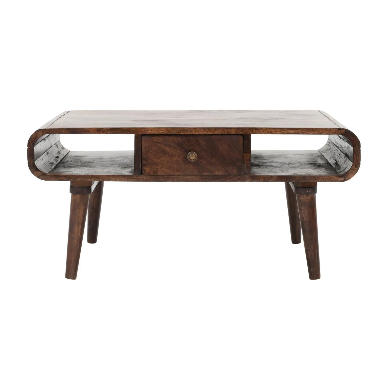 IH Design Malena Dark Mango Wood Coffee Table with Drawer in Brown 3