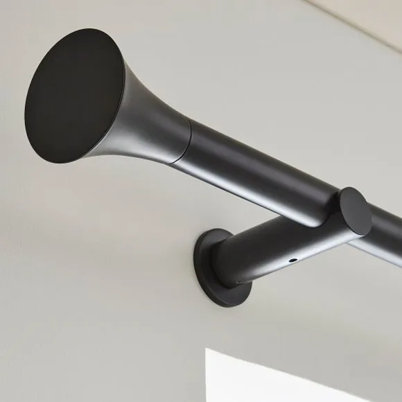 Flush Trumpet Fixed Metal Curtain Pole with Rings 3