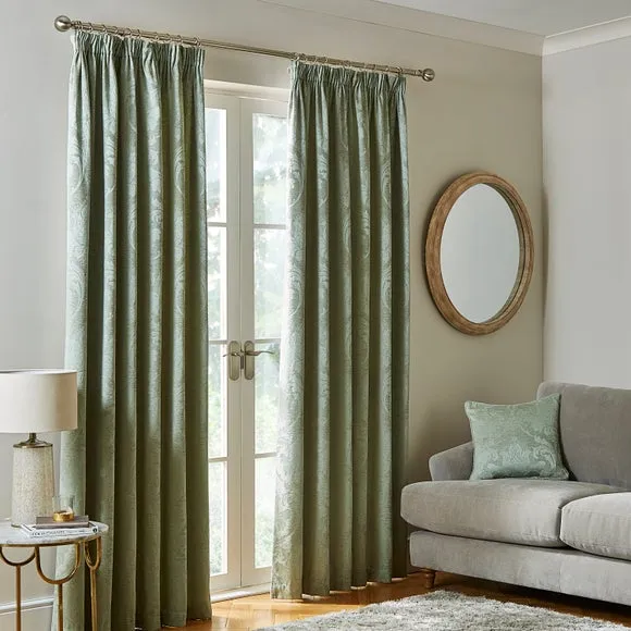Zahra Chenille Jacquard Pencil Pleat Curtains 2