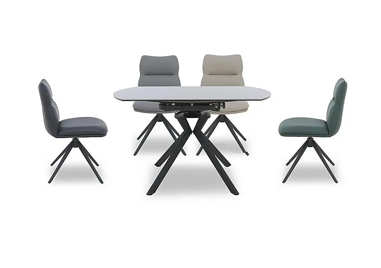 Quattro Round Extending Swivel Dining Table and 4 Swivel Chairs - Multicoloured