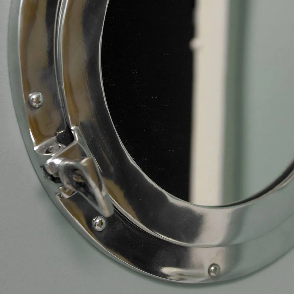 Melody Maison Silver Metal Porthole Mirror 28cm X 28cm in Clear 6