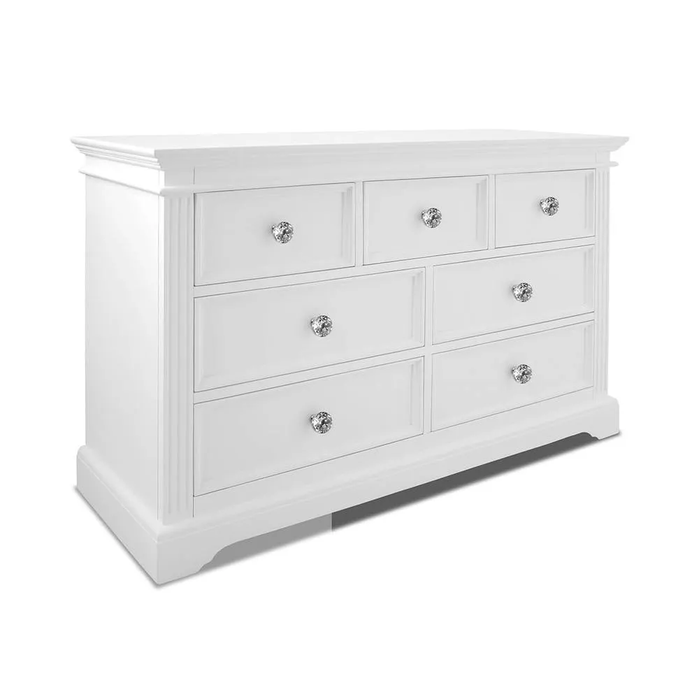 Statement Furniture Gainsborough White 3 Over 4 Chest of Drawers with Crystal Handles 2