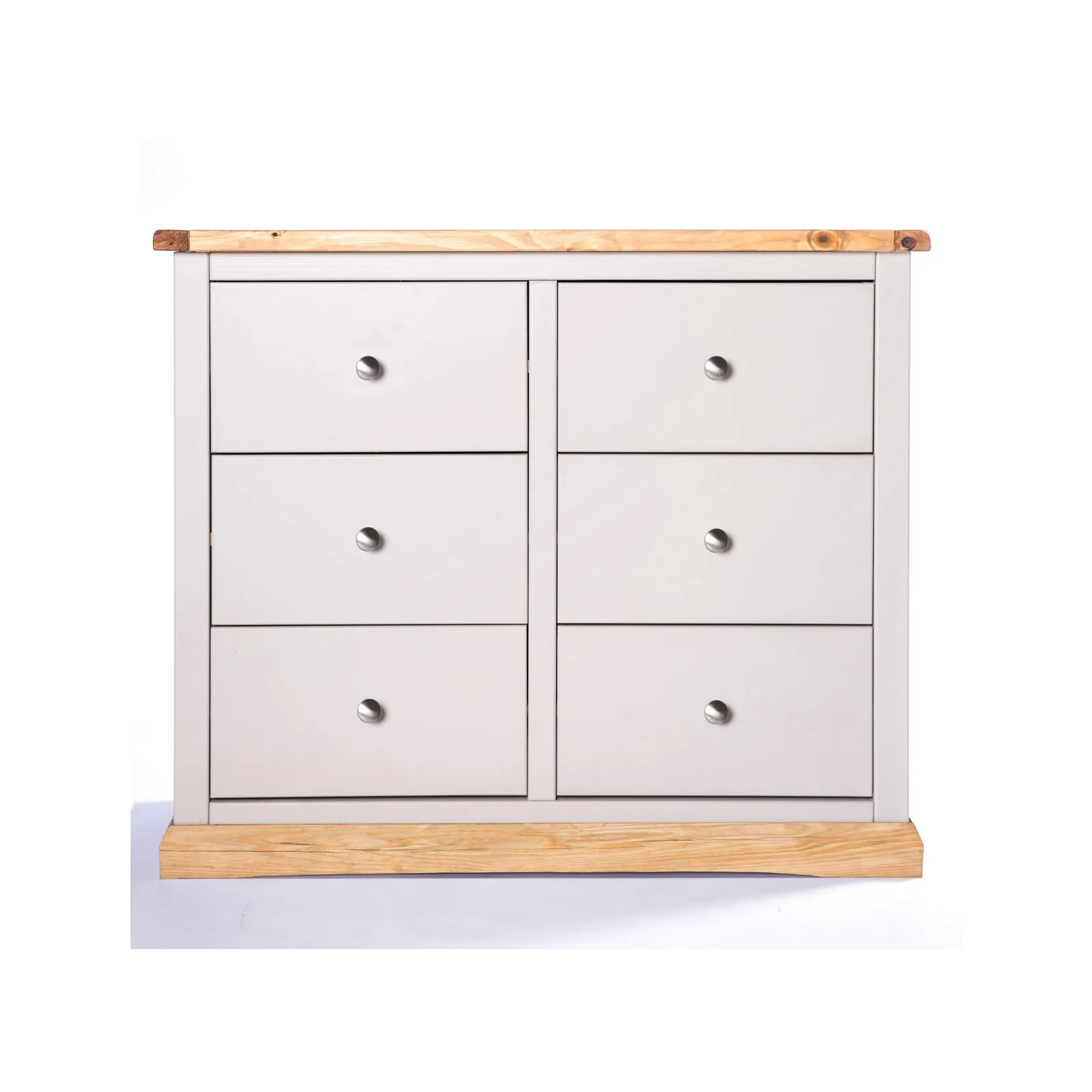 Cabinet Bits Bomporto 6 Drawer Chest of Drawers Chrome Knob in Light Grey