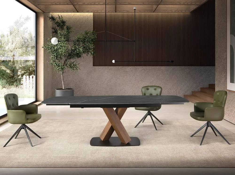Angel Cerda Oval Extending Dining Table Black Porcelain Marble 3