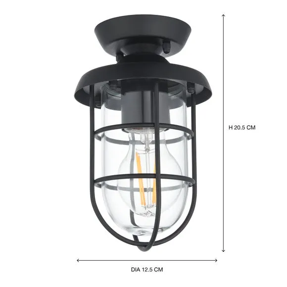 Barker Industrial Indoor Outdoor Flush Ceiling Light 5