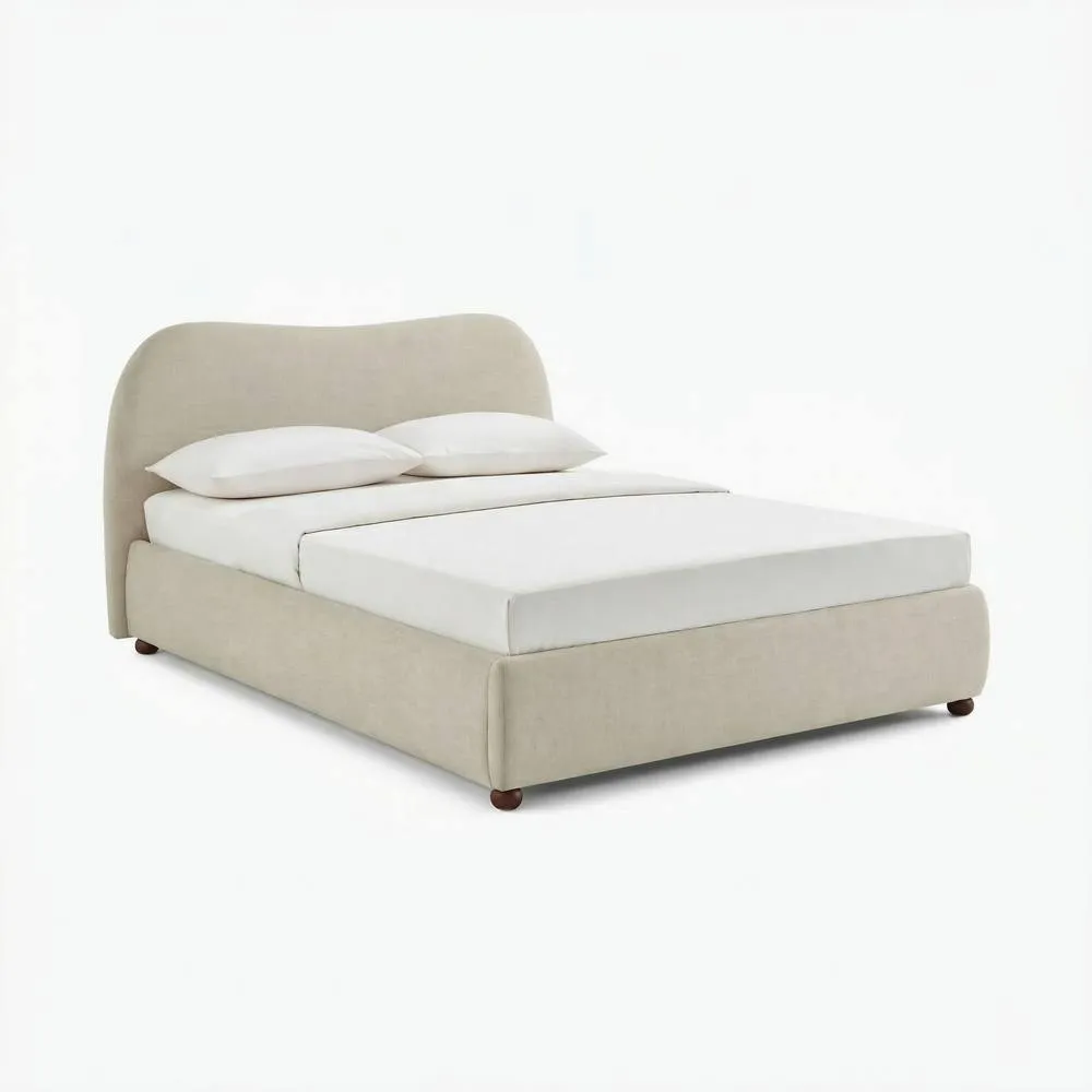 FurnitureboxUK Mabel Cream Fabric Ottoman King Size Bed Frame 2