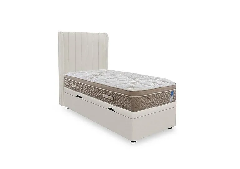 PlushTech Side Lift Ottoman Divan Set - Small Single - Plush Ecru