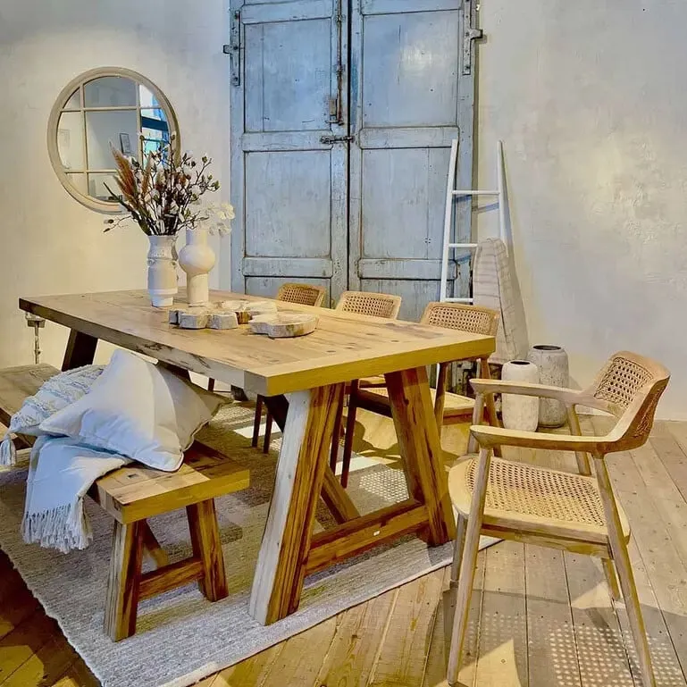 Grenada Pedro A Dining Chair With Arms, Neutral Wood | Barker & Stonehouse 2