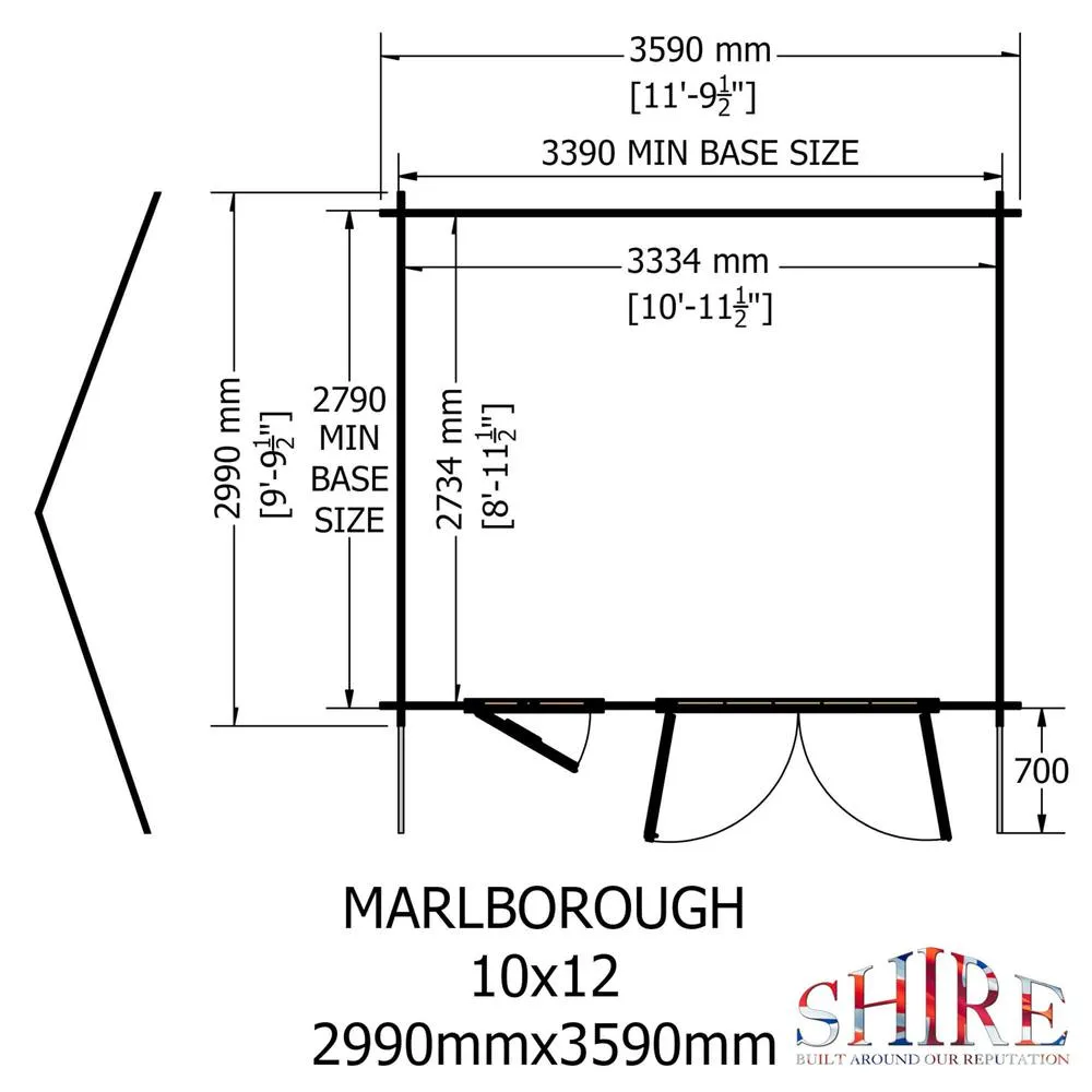 Shires Marlborough 28 mm Log Cabin 10 x 12 Feet in Grey 6