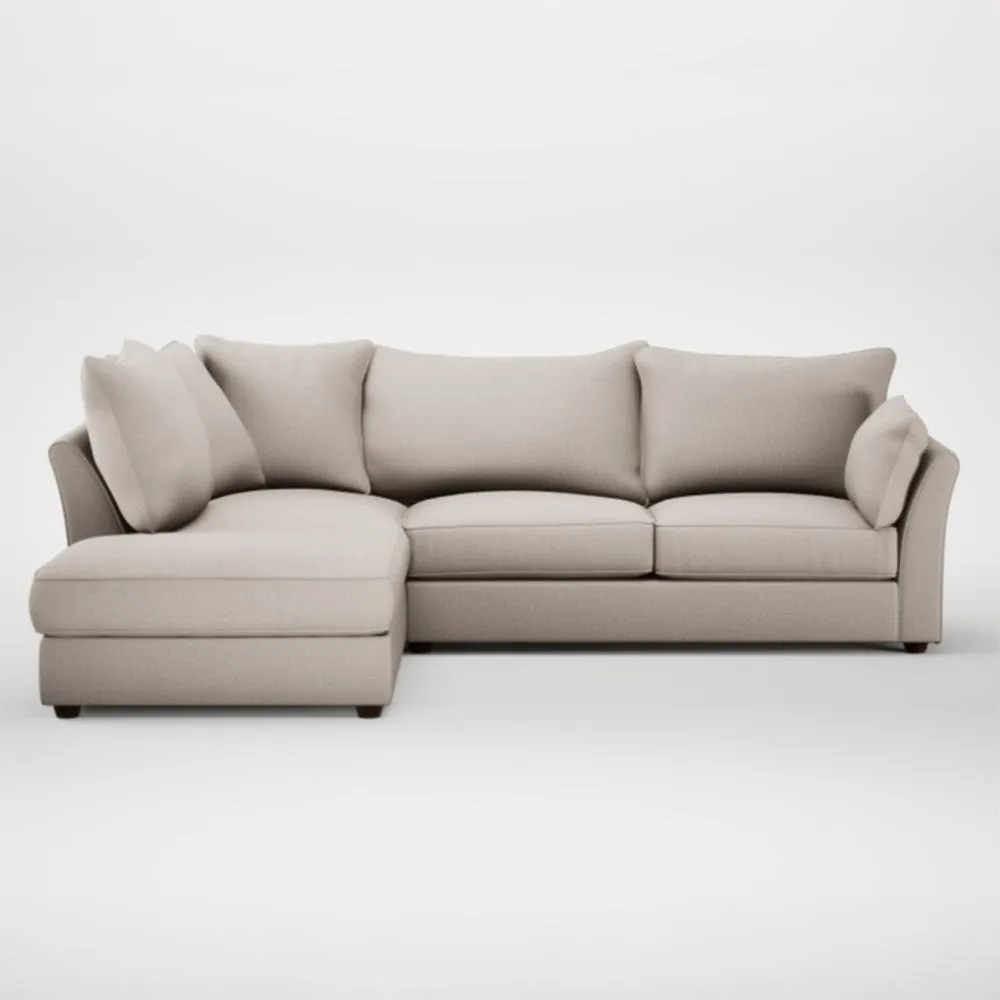 Heal's Tailor Left Hand Facing Corner Sofa Capelo Linen-Cotton Sesame Walnut Stained Feet 2