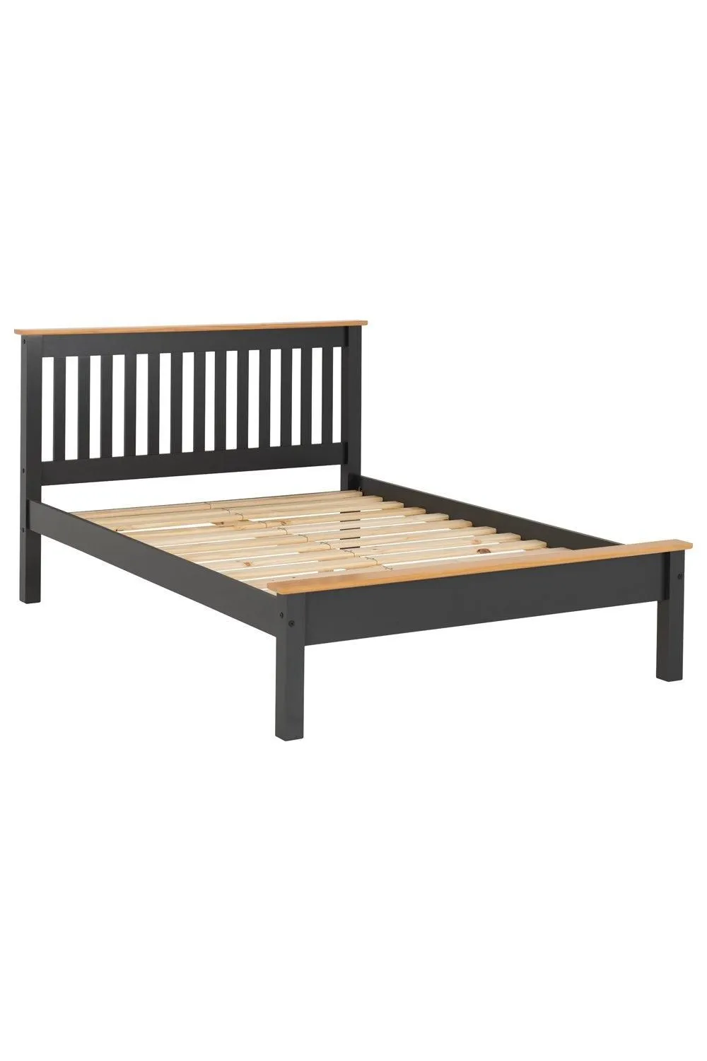 Seconique Monaco 4'6" Double Bed Low Foot End in Dark Grey 2
