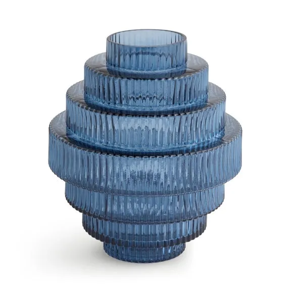 Ribbed Stepped Glass Vase 3
