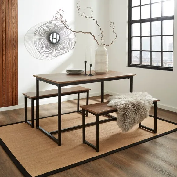 Ronan 4 Seater Wave Edge Dining Table and Bench Set