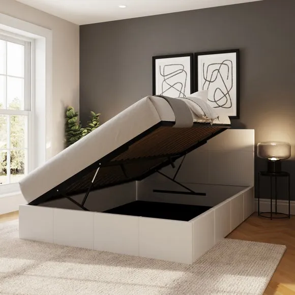 Side Lift Ottoman Bed, Faux Leather 2