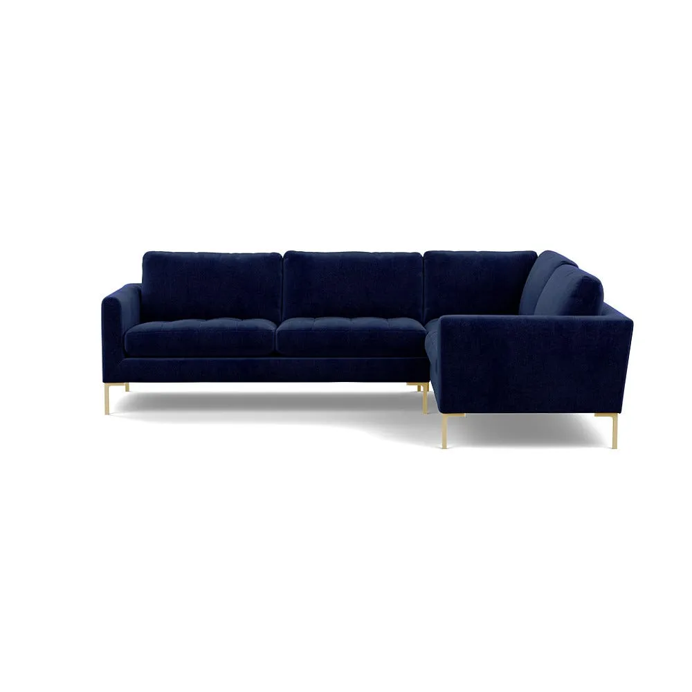 Heal's Eton Right Hand Facing Corner Sofa Smart Luxe Velvet Midnight Brass Feet 1