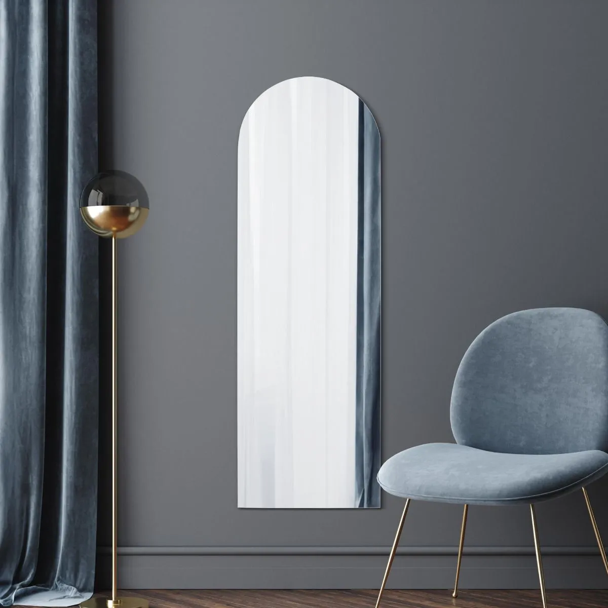 MirrorOutlet Frameless Arched Leaner/Wall Mirror 59" X 20" (150CM X 50CM) in Silver 6