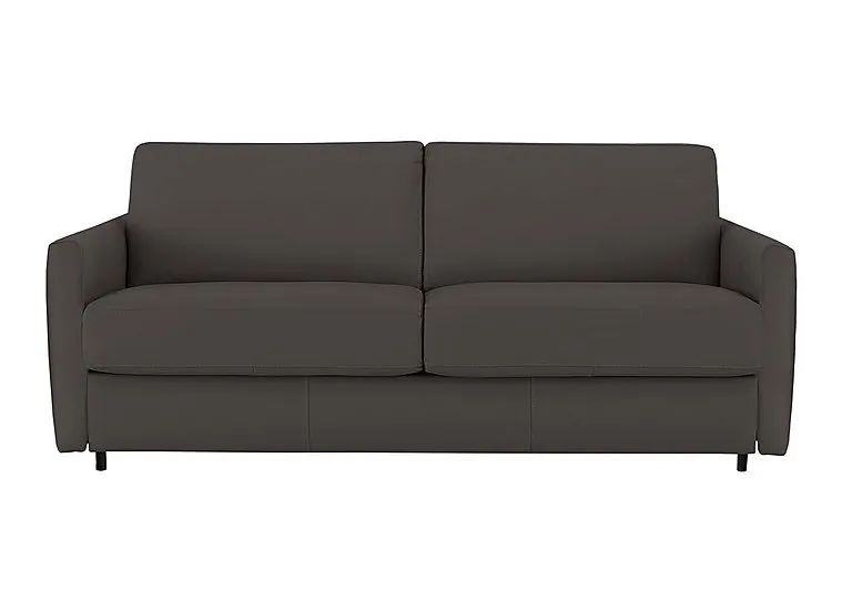 Alcova 3 Seater Leather Sofa Bed with Slim Arms - Torello Grigio Scuro