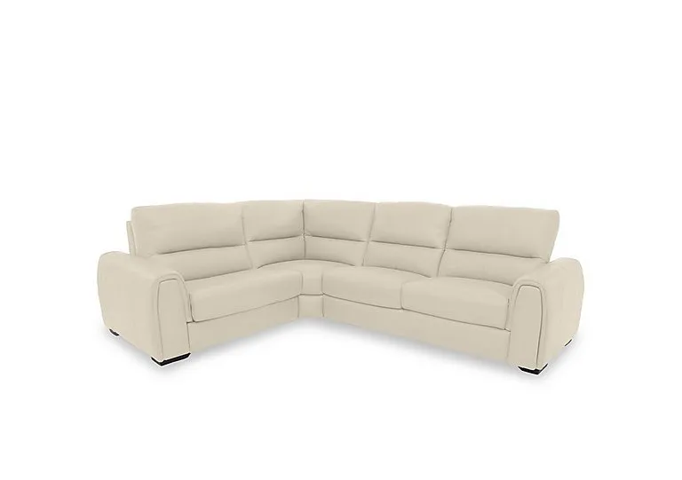 Flex Leather Small Left Hand Facing Corner Sofa Bed with Power Recliner and Storage Arms - BV Bisque