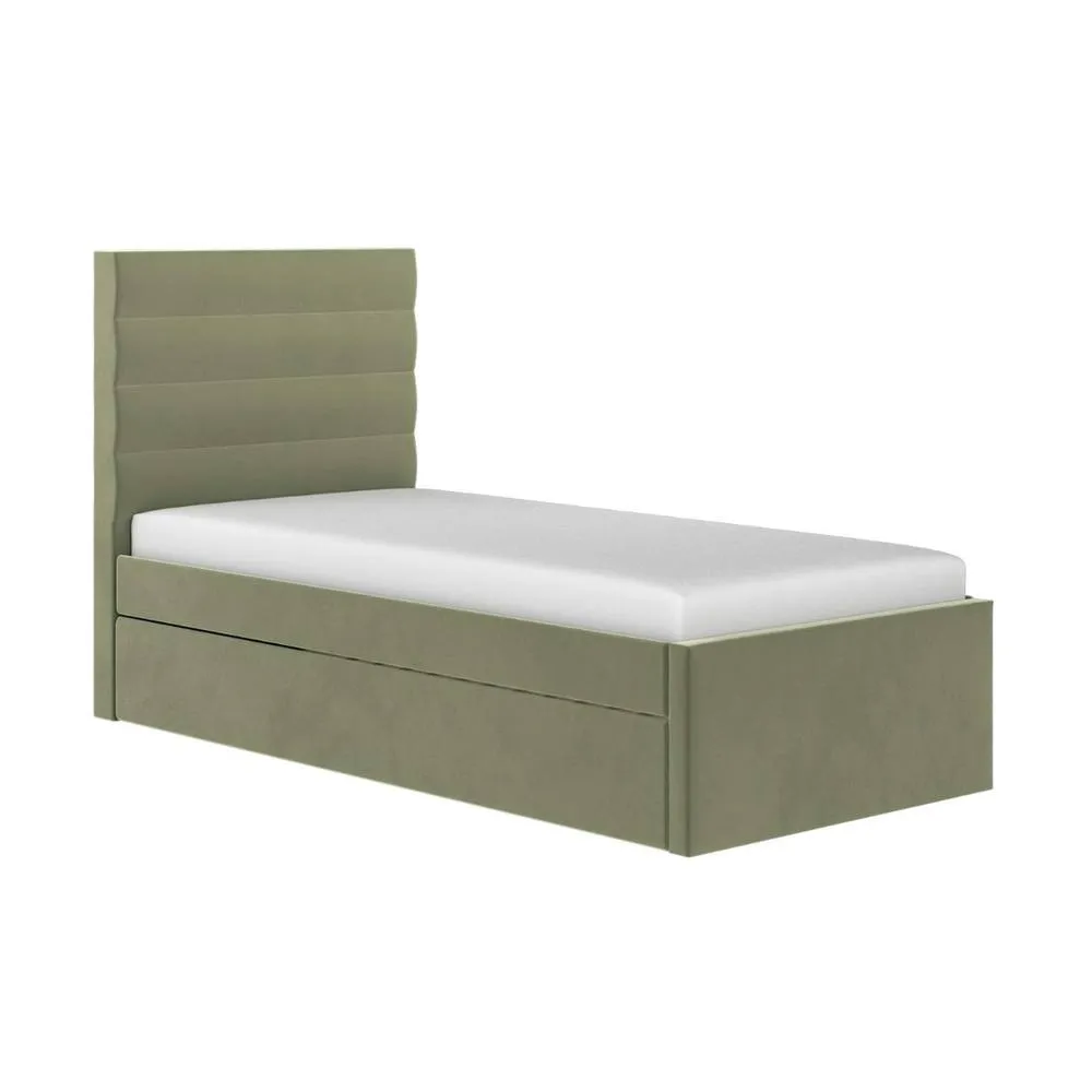 Flair Ari Upholstered Single Bed With Trundle in Green 4
