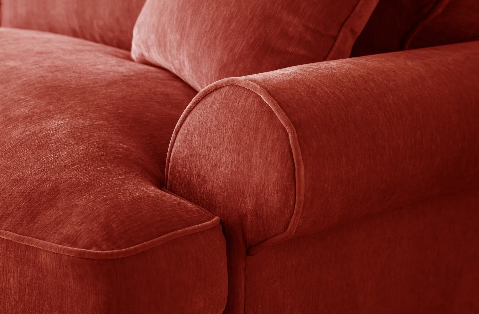 The Great Sofa Company Ezra Large Textured Velvet Corner Sofa - Scroll Arm in Terracotta 3