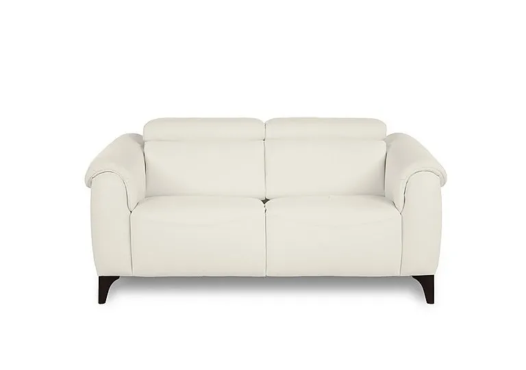 Nicole 2 Seater Leather Recliner Sofa with Headrests and Power Lumbar - Torello Bianco Puro