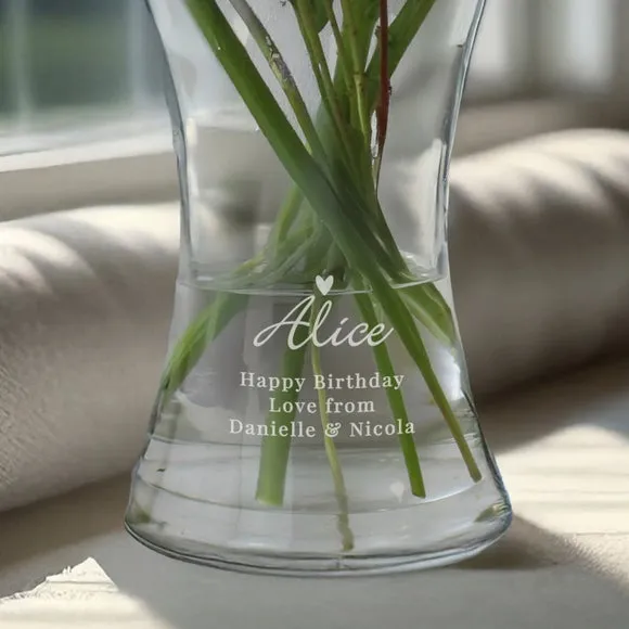 Personalised Heart Glass Vase 2