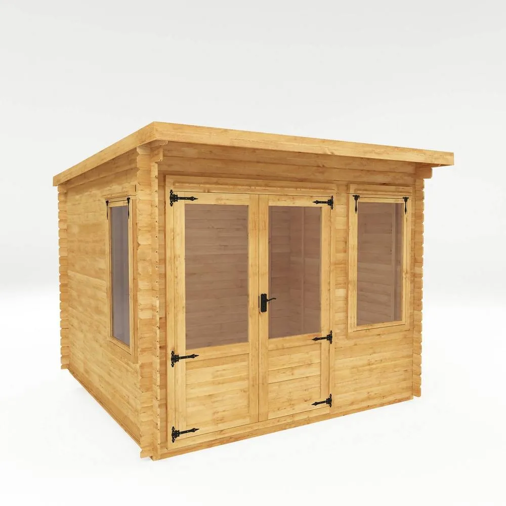 Mercia 3 x 3 m Pent Log Cabin - 19 mm - L332.6 x W302.4 x H249 cm - Brown in Light Tan