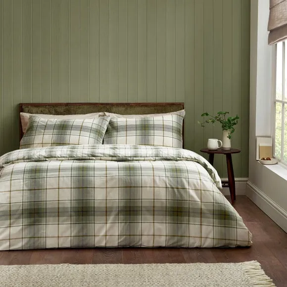 Catherine Lansfield Troon Check 100% Brushed Cotton Duvet Cover & Pillowcase Set