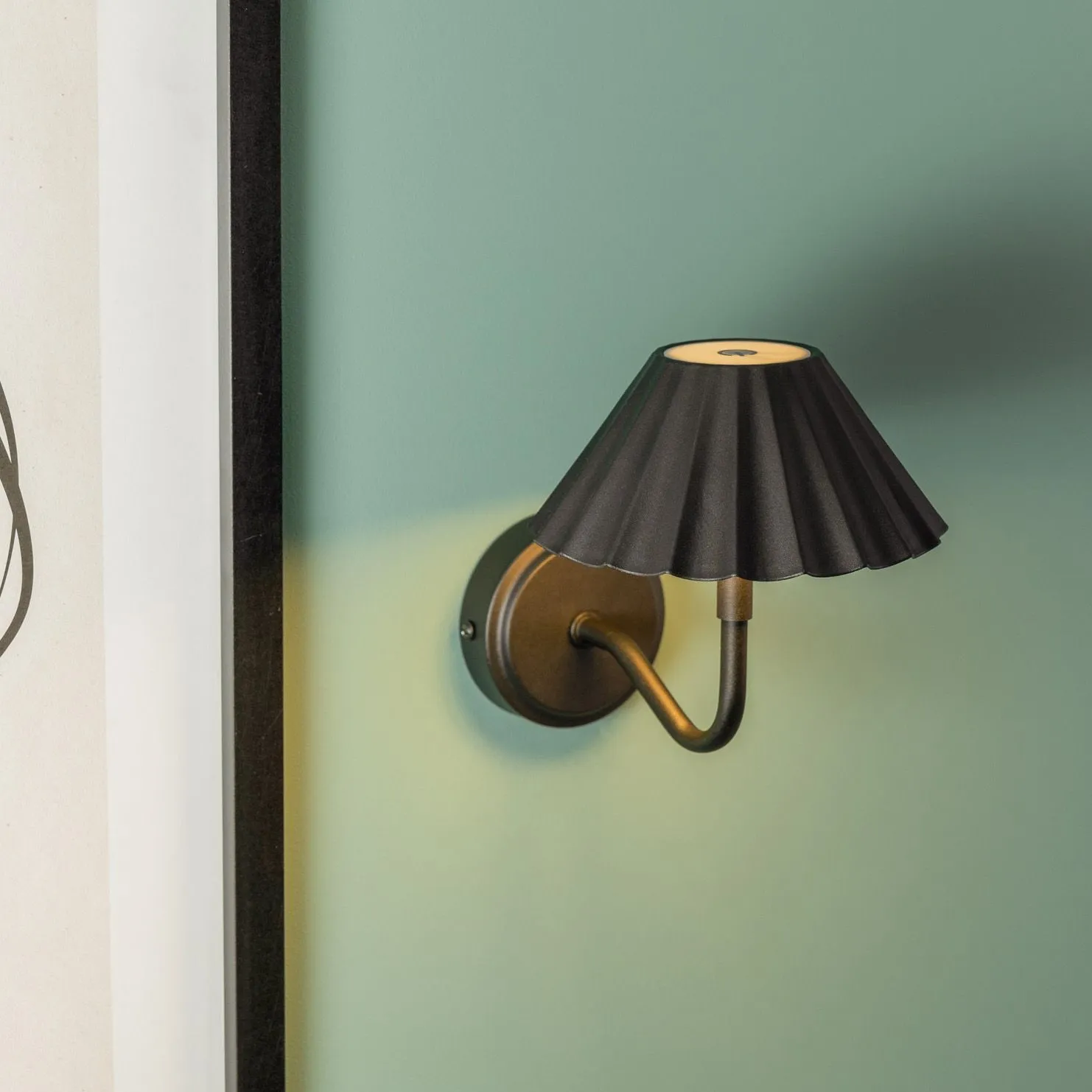 ValueLights Avery Set of 2 Rechargeable Easy Fit Wall Light Fittings in Black