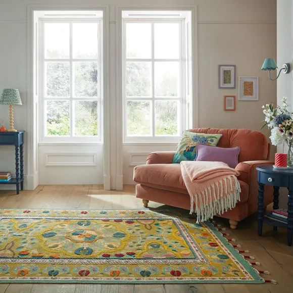 Rani Embroidered Floral Rug 1