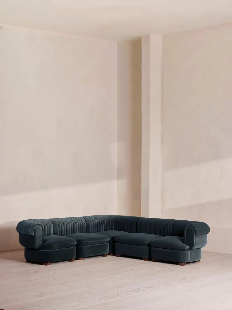 Rava Modular Sofa, Corner Sofa, Velvet, Grey Blue