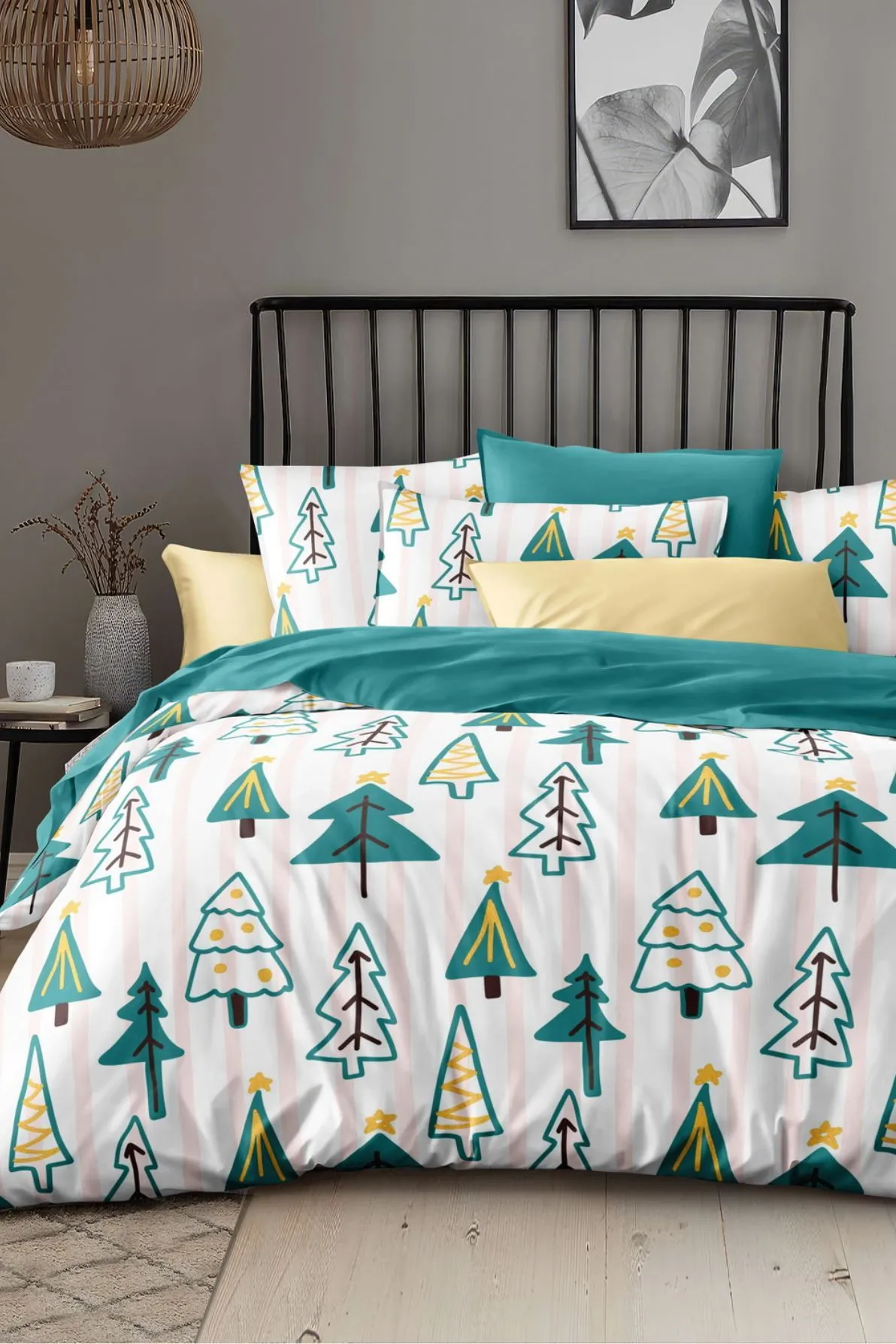 Ezysleep Christmas Tree Printed Duvet Set Double, Green