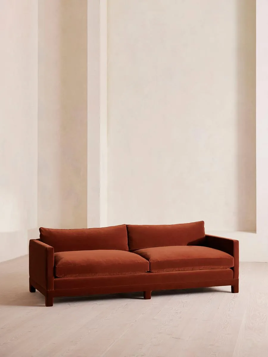 Ashford Four Seater Sofa, Velvet, Rust