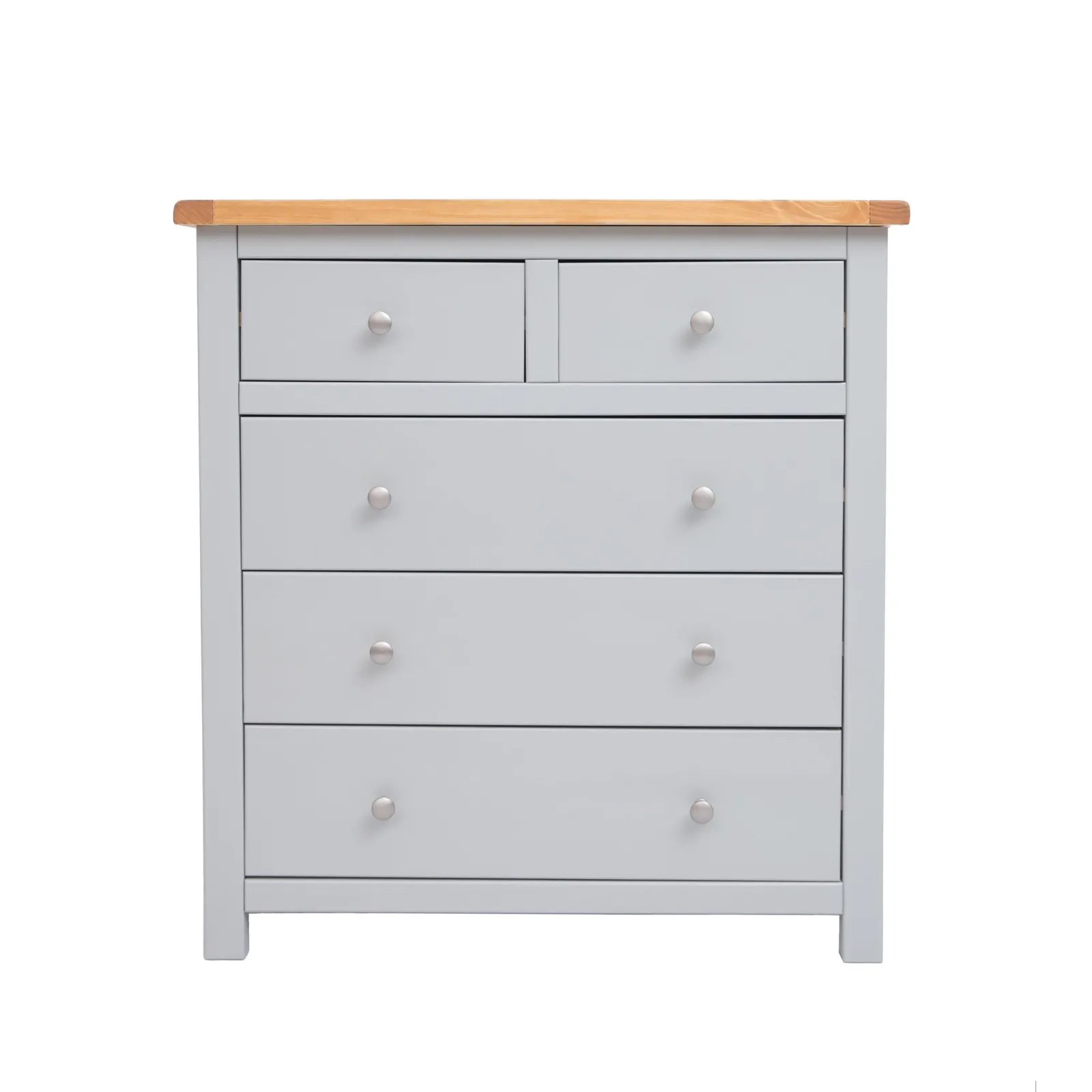 Cabinet Bits Argenta 5 Drawer Chest of Drawers Chrome Knob in Light Grey
