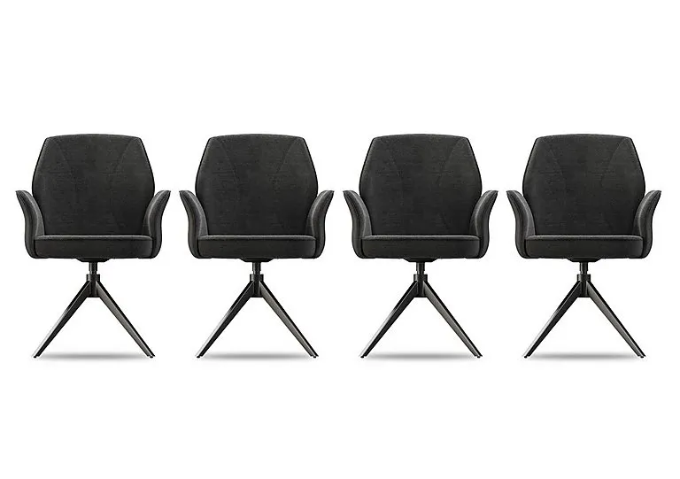 Julio Set of 4 Swivel Dining Arm Chairs - Anthracite