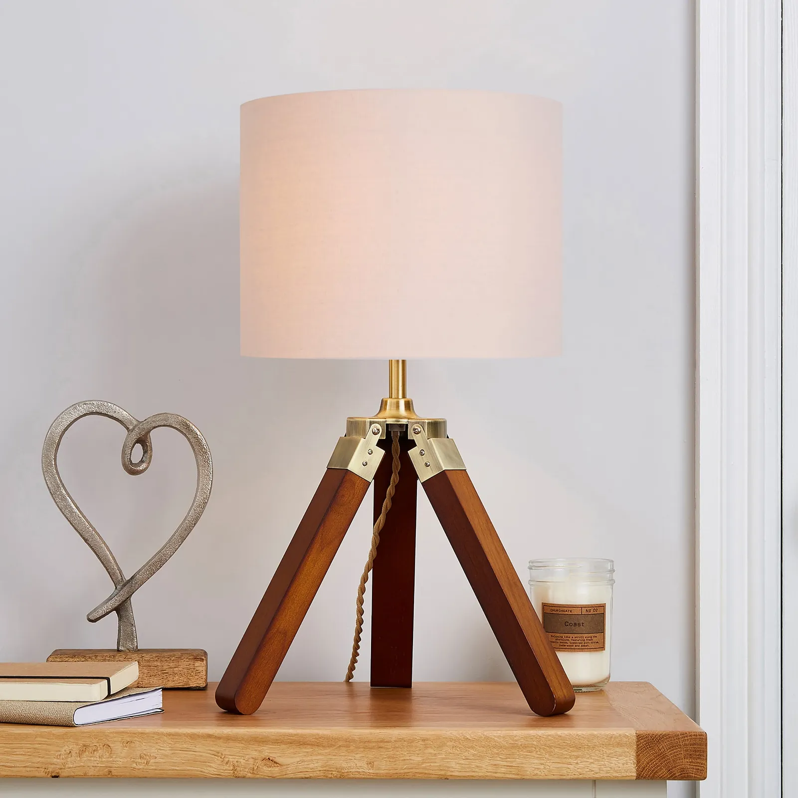 Trio Tripod Natural Table Lamp Brown