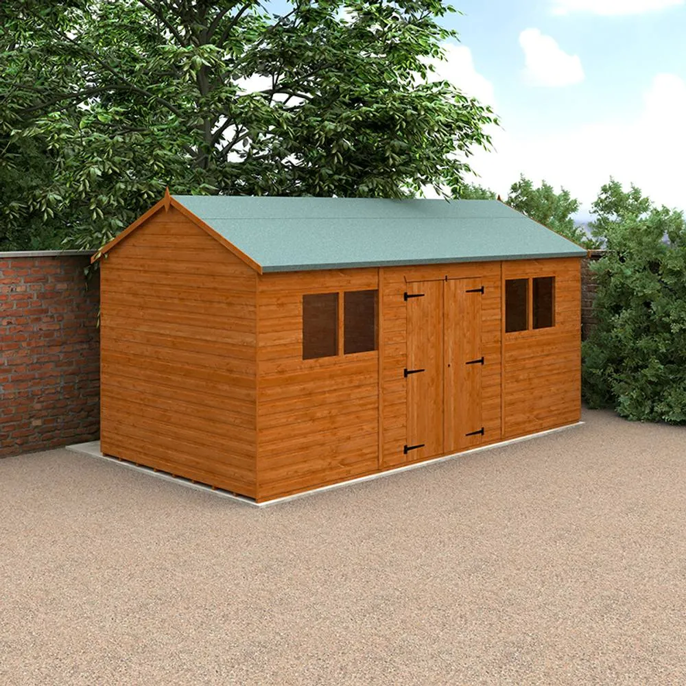 Buttercup Farm 16 x 8 Feet Workman Apex 12mm Shed - Solid Wood/Softwood/Pine in Burnt Orange 2
