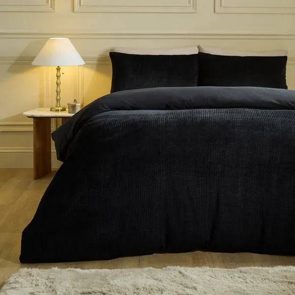 Ruched Velour Duvet Cover and Pillowcase Set 1