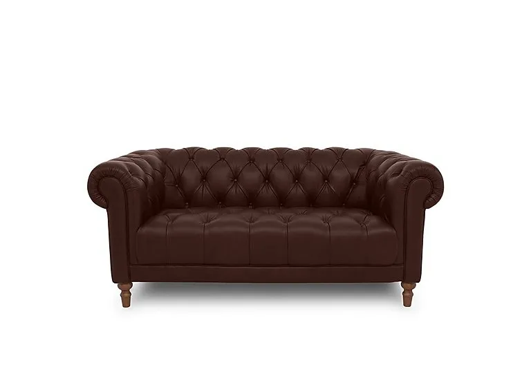 Columbus Leather 2 Seater Sofa with Wooden Feet