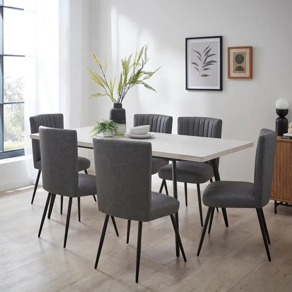 Zuri 4-6 Seater Rectangular Extendable Dining Table, Concrete Effect 6