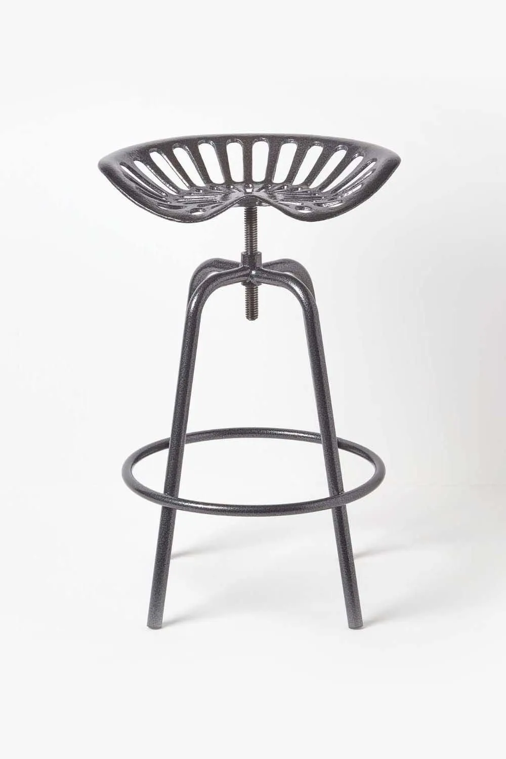 Homescapes Vintage Style Metal Adjustable Tractor Seat Bar Stool in Grey 2