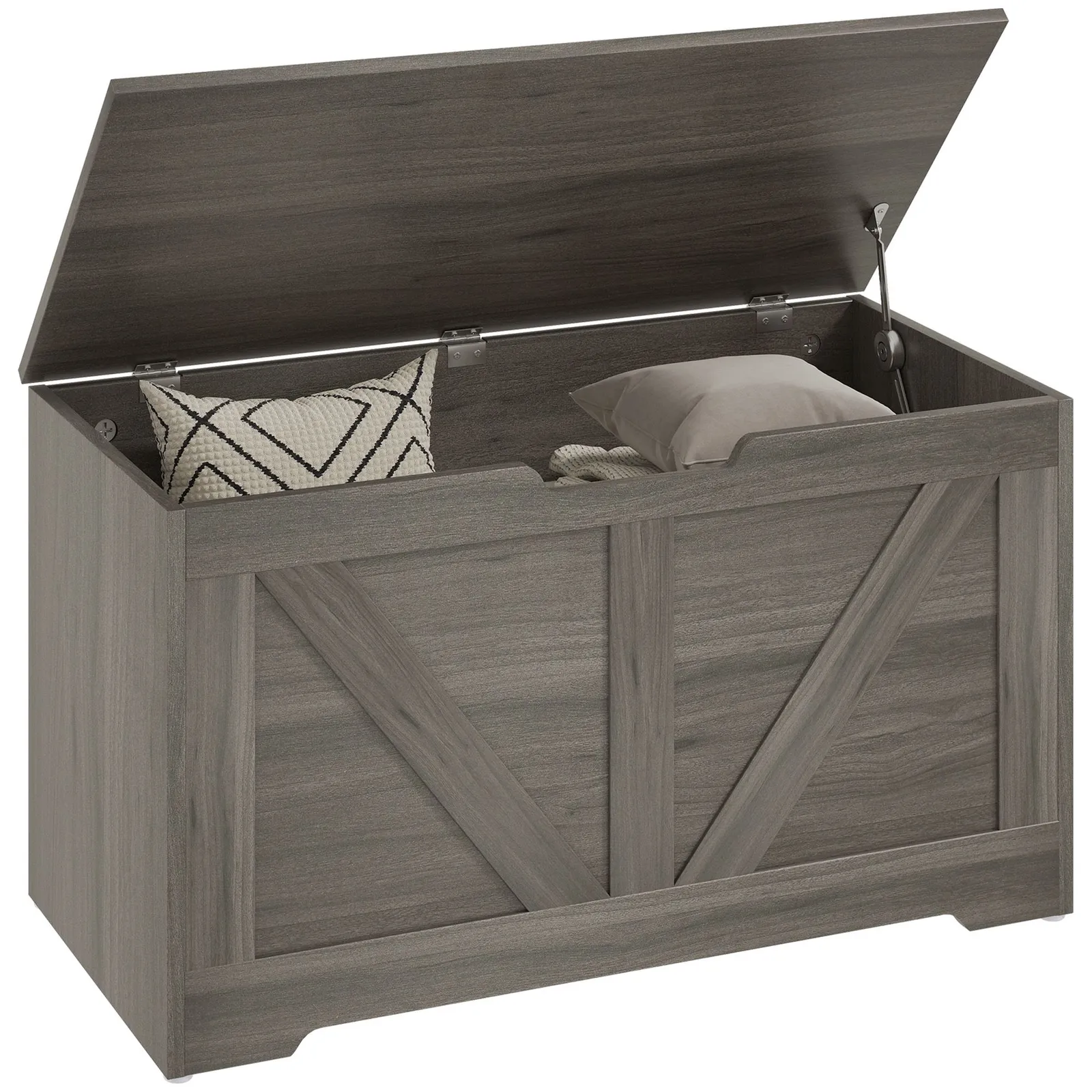 HOMCOM Storage Trunk with Safety Hinge, 80cm, Charcoal Grey in Dark Grey 2